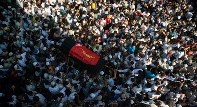Thousands of mourners gathered on January 30, 2017, to bury Ko Ni, a top Muslim lawyer and adviser to Aung San Suu Kyi, who was gunned down outside Yangon airport a day earlier