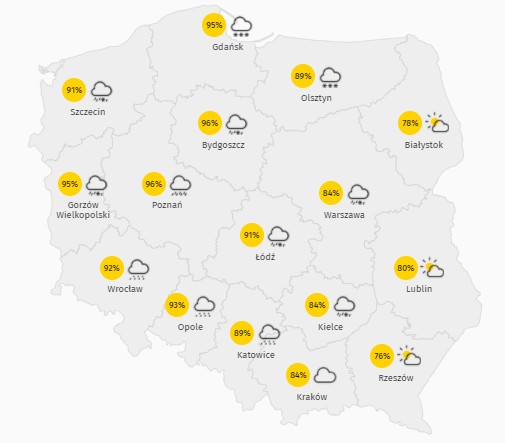 Prognoza zachmurzenia w czwartek 11 marca