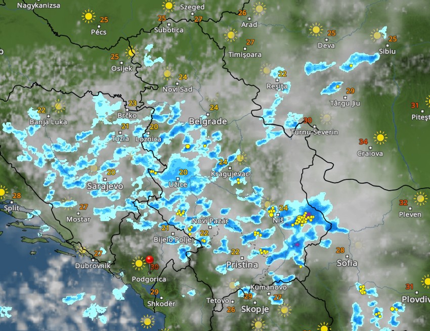 Kretanje kiše danas u 13 sati