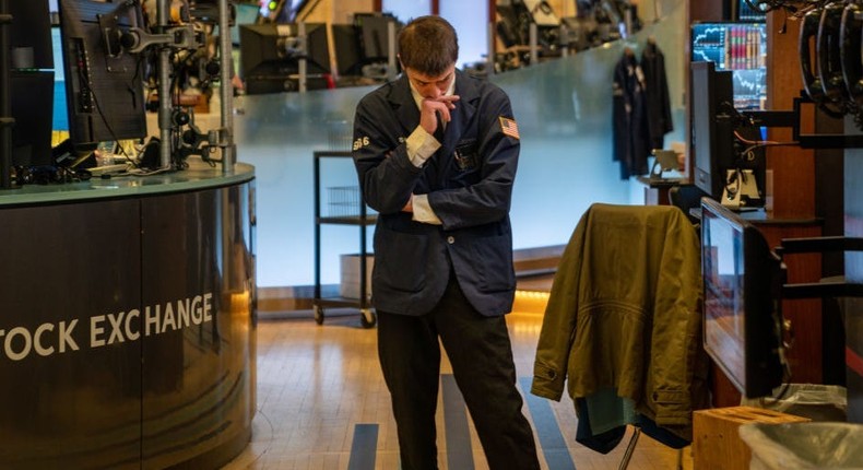 Traders work the floor of the New York Stock Exchange (NYSE)