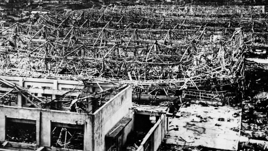 Ruiny Nagasaki po zrzuceniu bomby atomowej na miasto