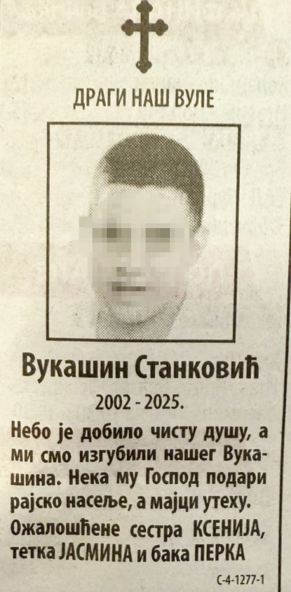 Rođaci se opraštaju od Vukašina Stankovića