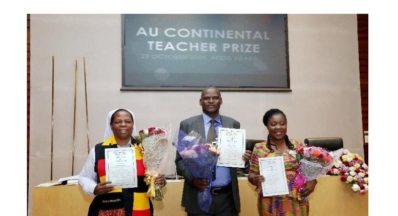 These three teachers receive $10,000 each for emerging the best in Africa