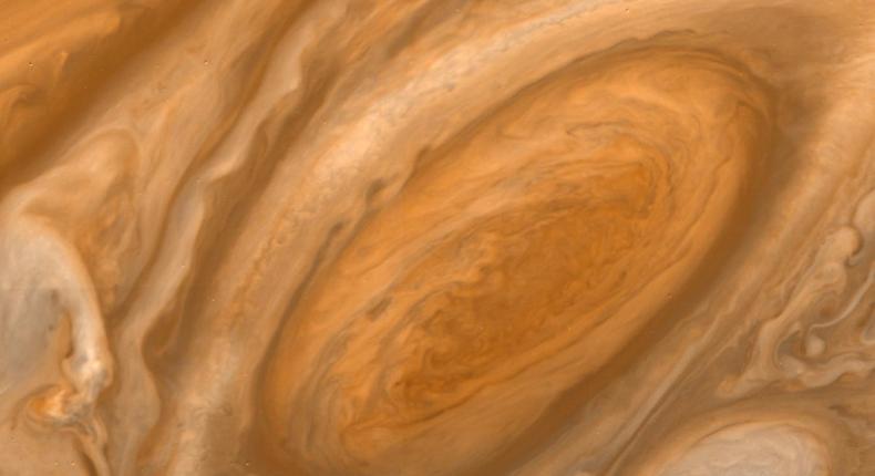 The Great Red Spot, taken from 1.64 million miles away, by the Voyager 1 probe.