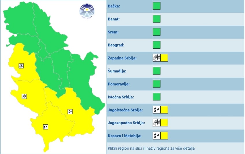 Meteoalarm za subotu