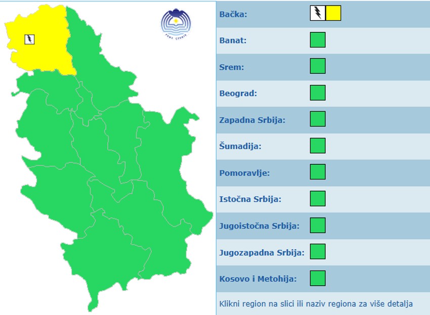 Meteoalarm za nedelju