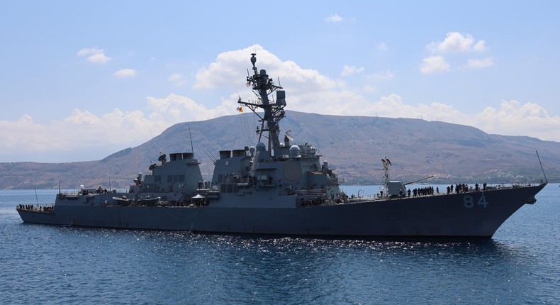 The guided-missile destroyer USS Bulkeley, which played a role in shooting down Iranian missiles that were fired at Israel on Tuesday.US Navy photo by Mass Communication Specialist 1st Class Zac Shea