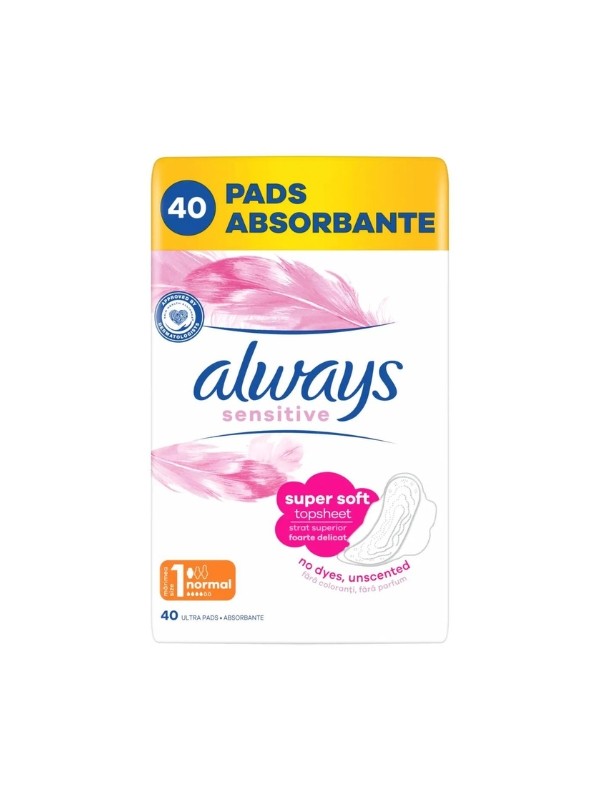 Ultra Sensitive Normal Plus egészségügyi betét ALWAYS 2699 Ft/40 db a Rossmann üzleteiben és online, GLAMOUR kuponnal, 20% kedvezménnyel 2159,2 Ft
