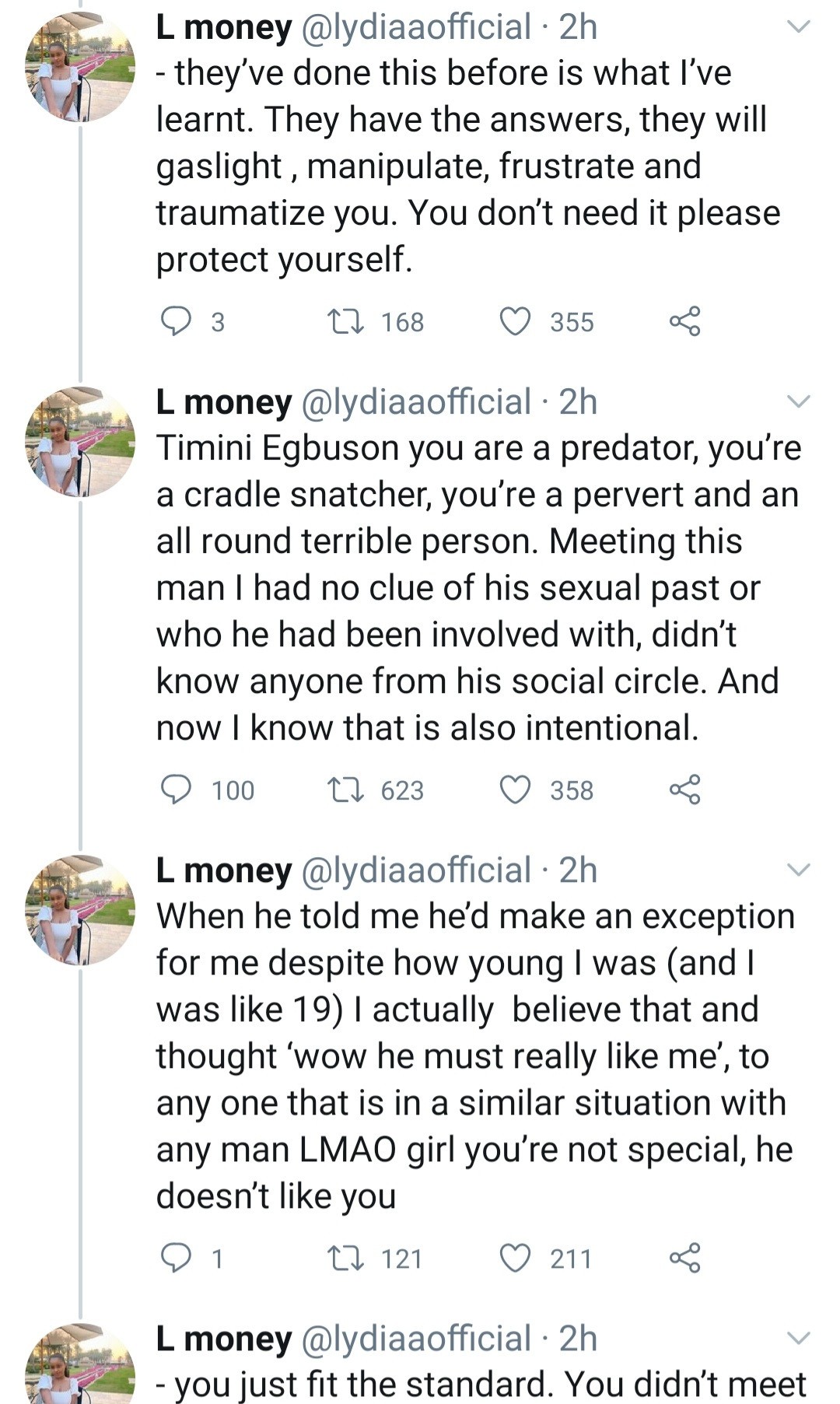 Timini Egbuson's ex-girlfriend calls him out