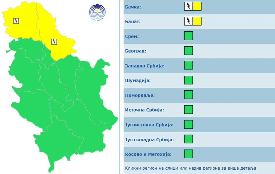 Meteoalarm za danas