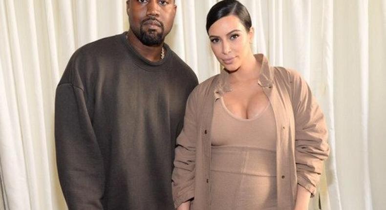 Kanye West and Kim Kardashian at the Yeezy Spring 2015 R-T-W presentation at the 2015 New York Fashion Week