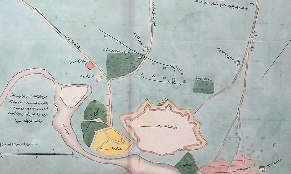 Turski plan na kojem se vidi rečno ostrvo koje više ne postoji