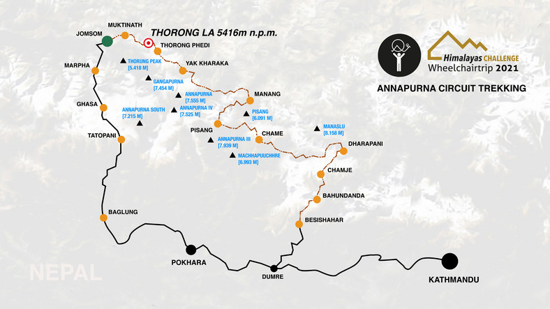 Wheelchairtrip Himalayas Challenge 2021, mapa