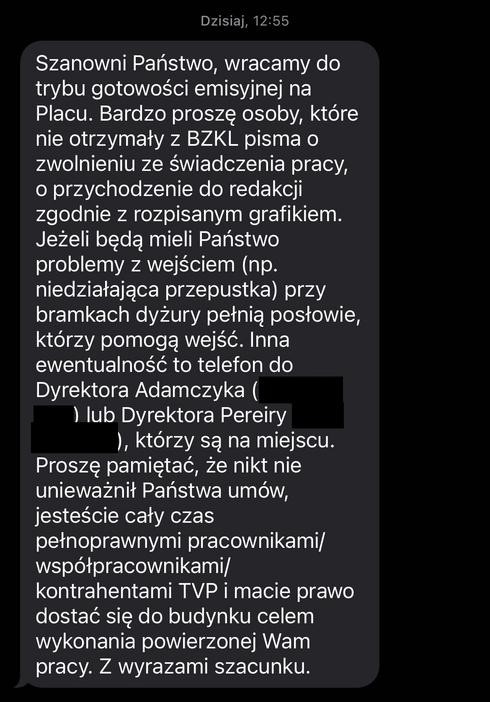 Onet dotarł do wiadomości, którą byłe władze rozesłały do pracowników