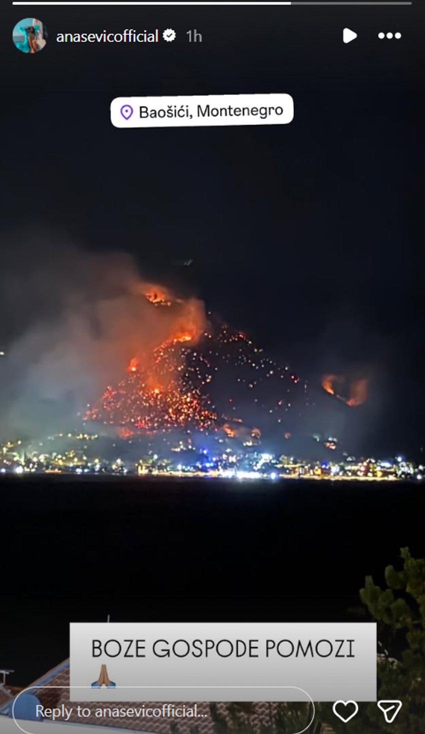 Ana Sević slikala požare u Crnoj Gori