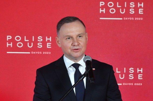 Davos, Szwajcaria, 18.01.2023. Prezydent RP Andrzej Duda