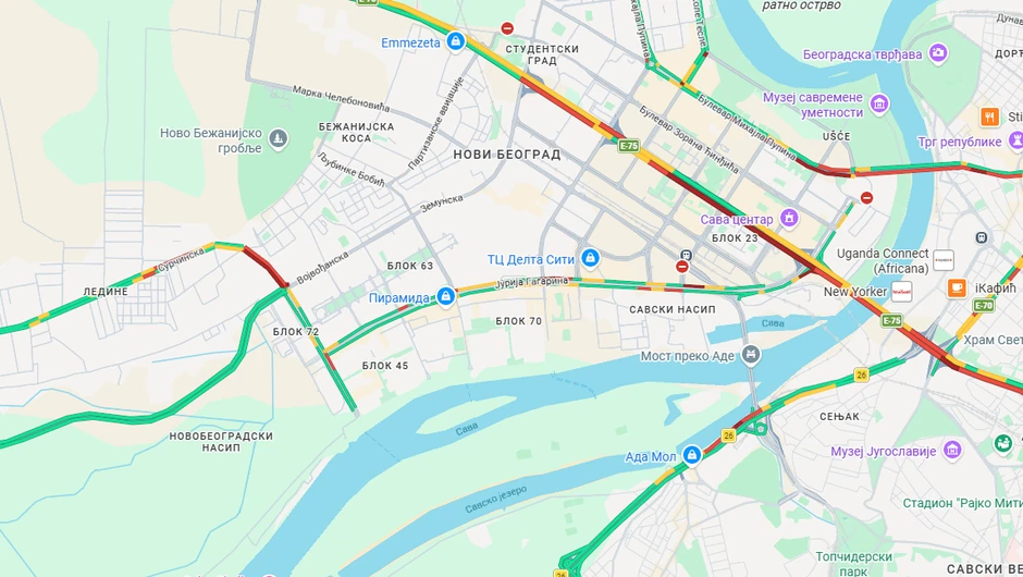 Gužve na Novom Beogradu