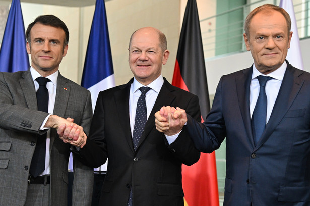 Donald Tusk, Olaf Scholz, Emmanuel Macron