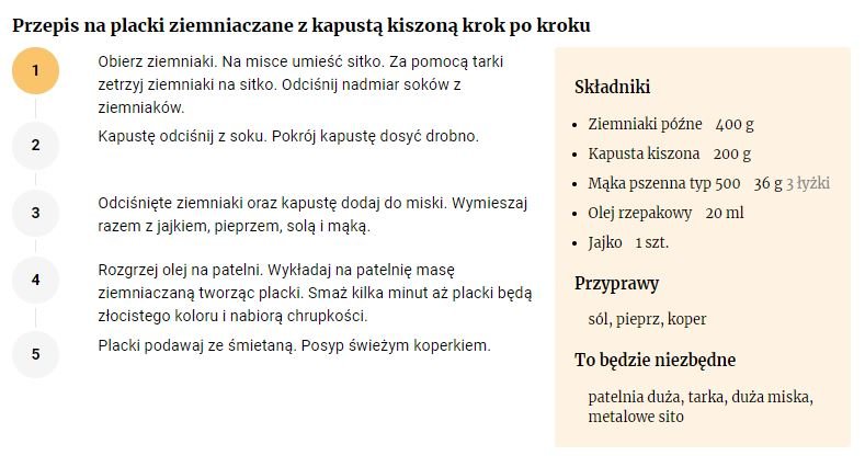 Przepis na placki ziemniaczane z kiszoną kapustą - FajneGotowanie.pl