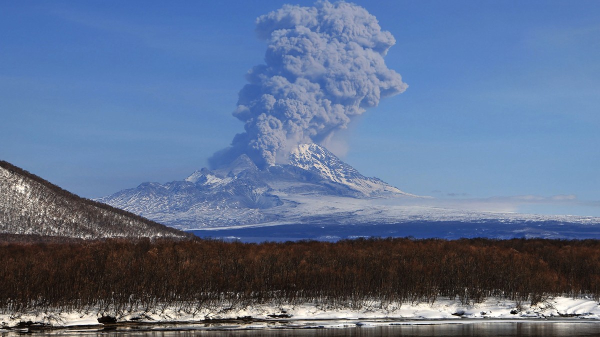 Vulkan Šiveluč na Kamčatki
