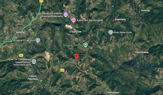 Zemljotres na Divčibarama: Crvena tačka označava gde je bio epicentar 