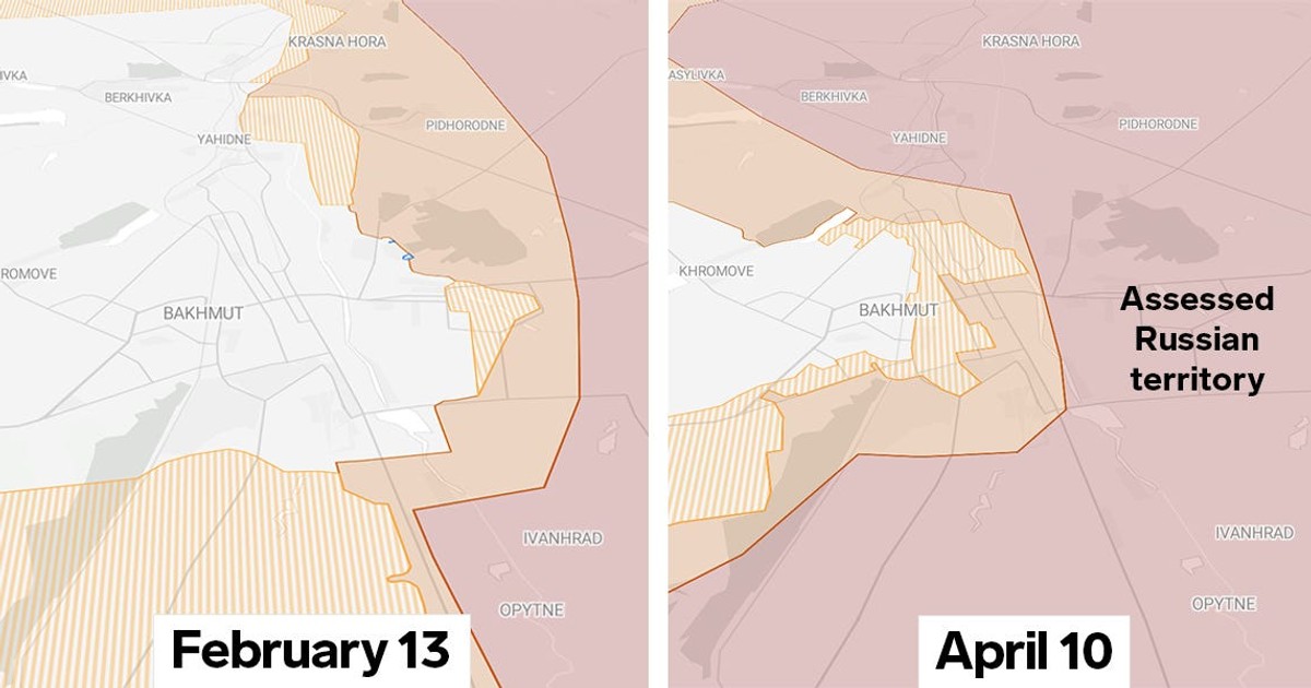 Timelapse map shows Russia slowly surrounding Ukraine in Bakhmut, a 'meat grinder' battle that