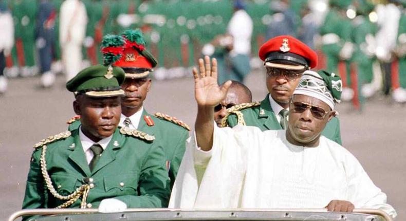Former President Olusegun Obasanjo during his inauguration ceremony for second term in 2003 [Getty Images]