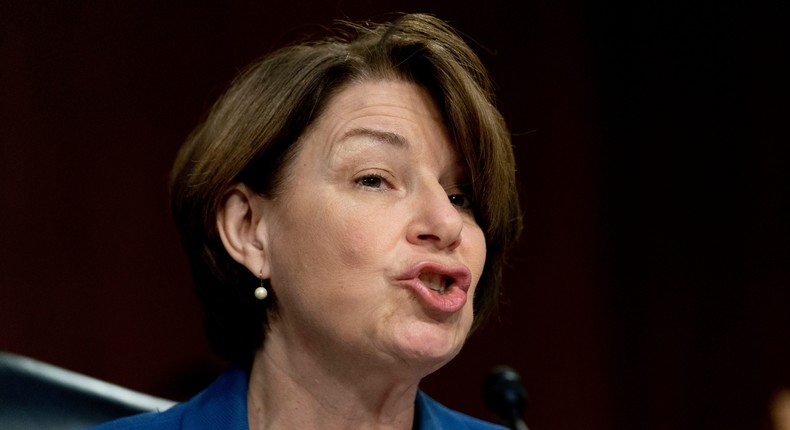 Sen. Amy Klobuchar, D-Minn., speaks during a Senate Judiciary Committee Hearing on Capitol Hill in Washington, Tuesday, July 12, 2022.