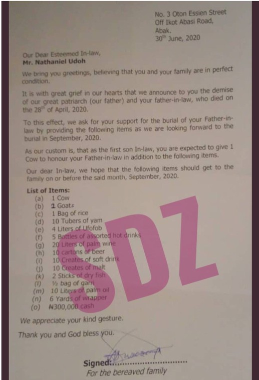 Family gives man outrageous list for his father-in-law’s funeral