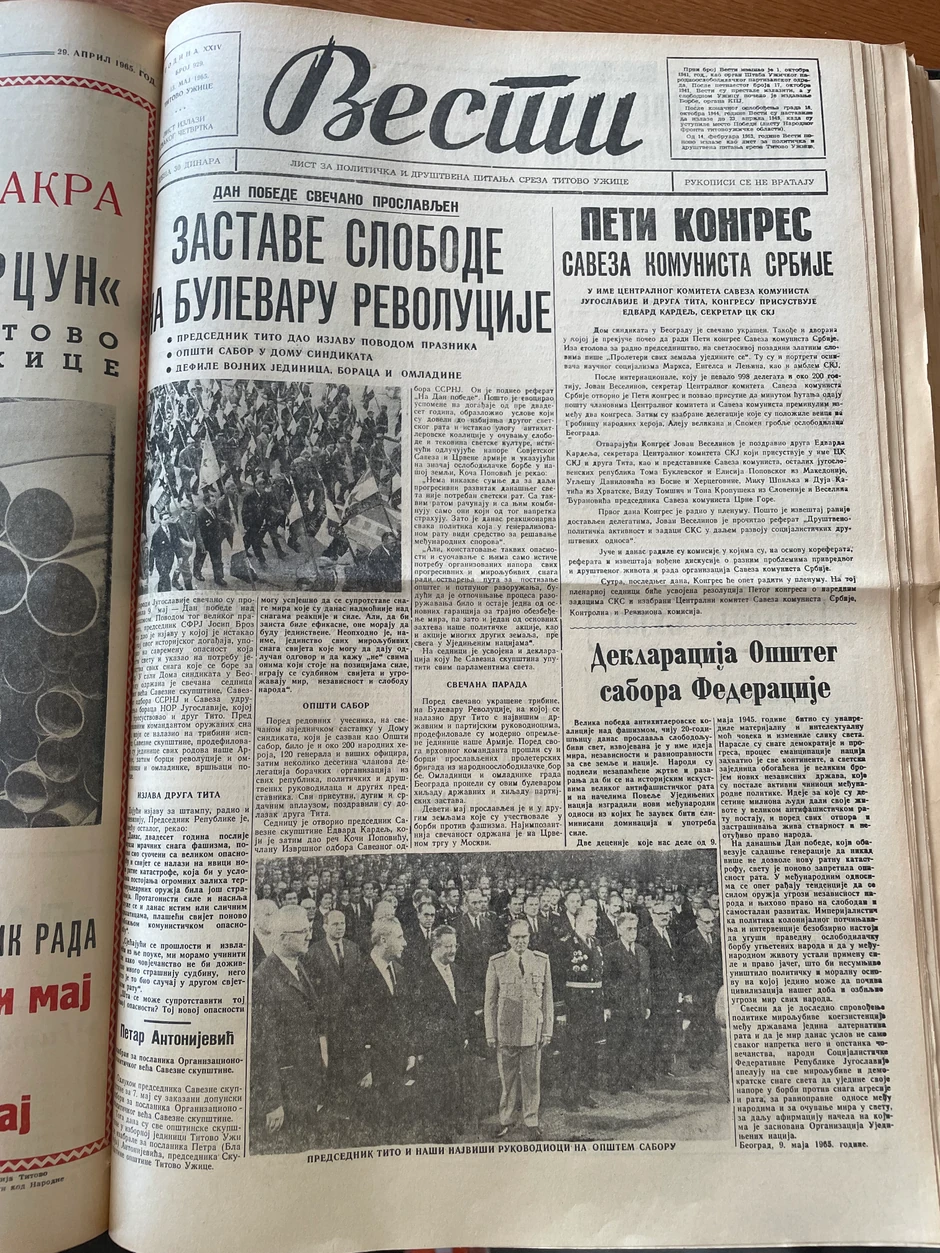 Vesti 10. maja 1965.