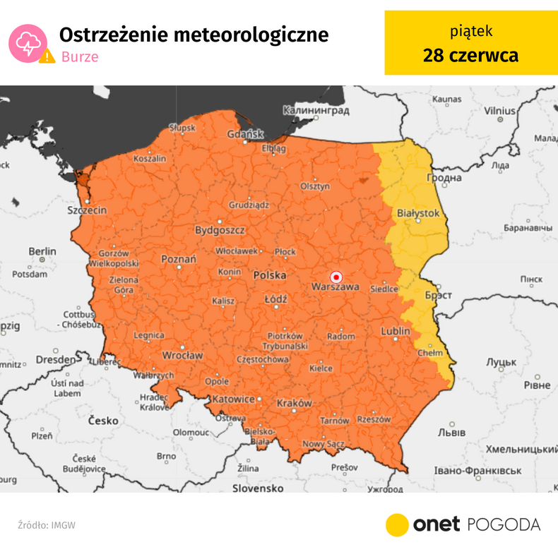 Polska zagrożona silnymi burzami