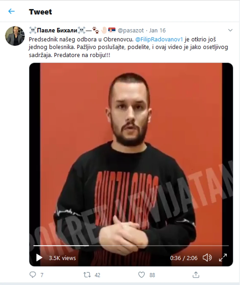 Filip Radovanović Pavle Bihali Tviter