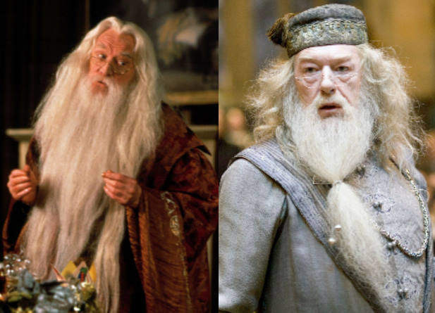 Richard Harris i Michael Gambon w serii "Harry Potter"