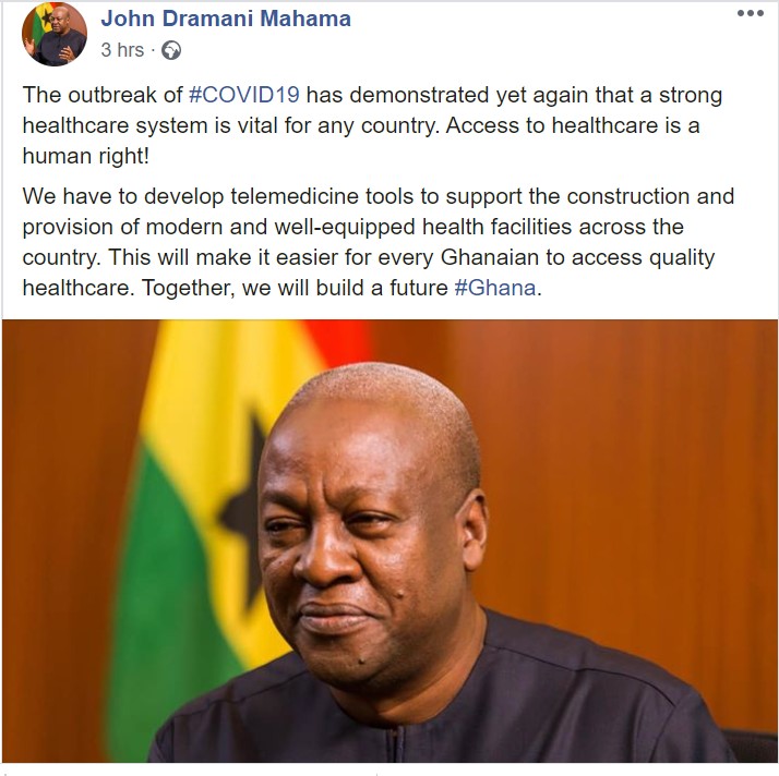 John Mahama's Facebook post