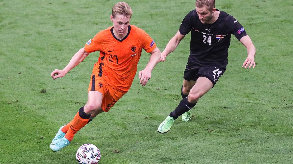 Frenkie de Jong (po lewej) w meczu Holandii z Austrią