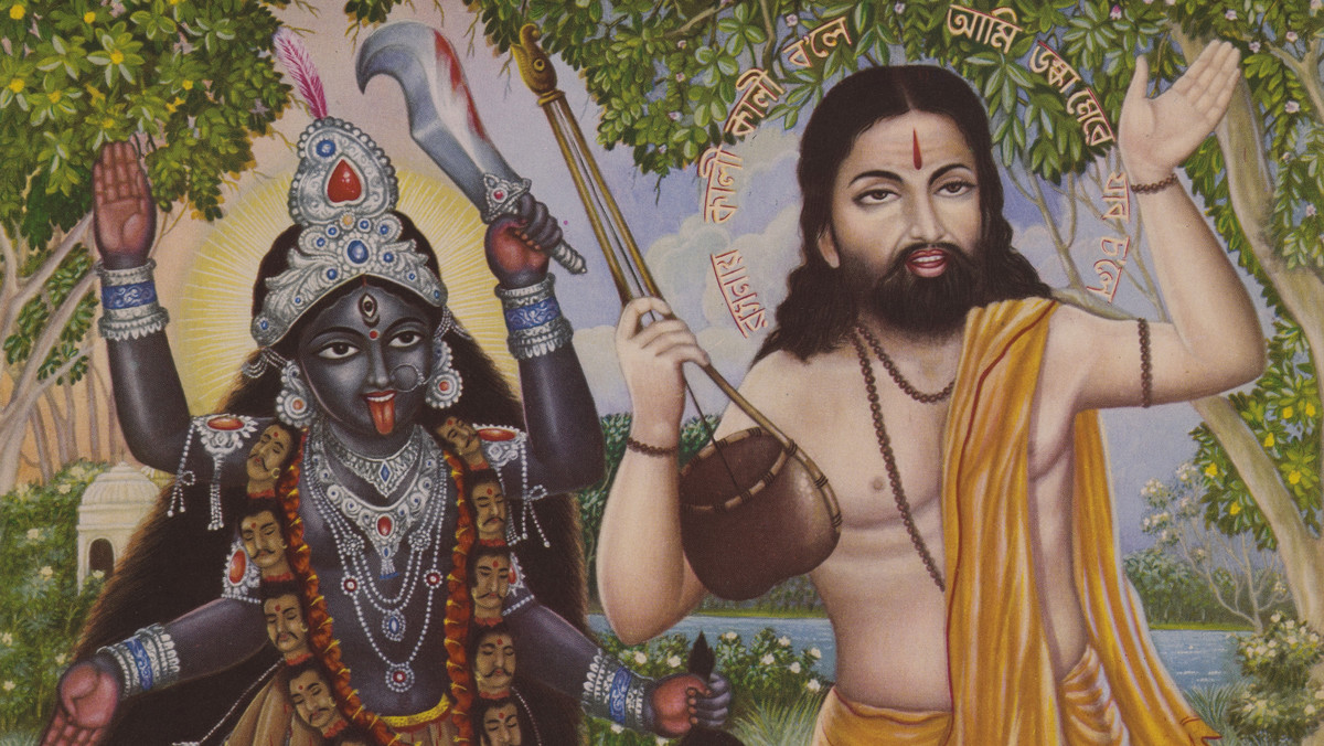 Ramprasad Sen and the goddess Kali (podpisane: P. Chakraborty; Bengal, Indie, XX w.)