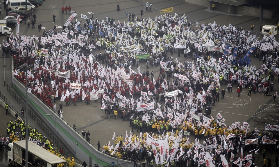 KATOWICE MANIFESTACJA GÓRNICZYCH ZWIĄZKÓW ZAWODOWYCH