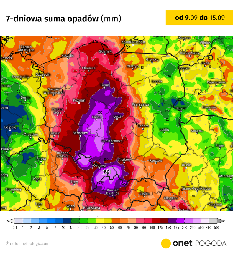 W Polsce może spaść nawet 200 mm deszczu