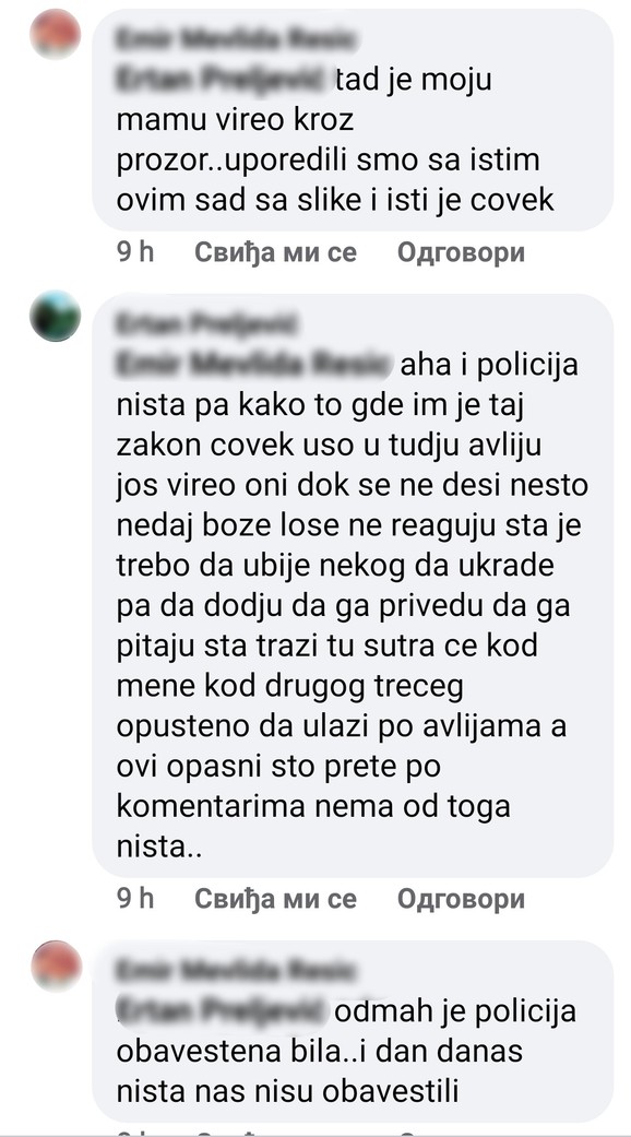 Nepoznati muškarac viri kroz prozore spavaćih soba