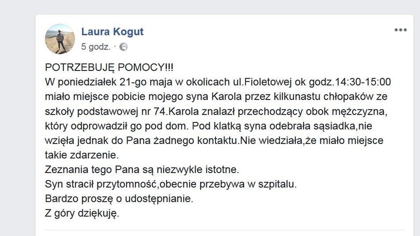 Dzieci z podstawówki skatowały chłopca. Mama szuka ważnego świadka!