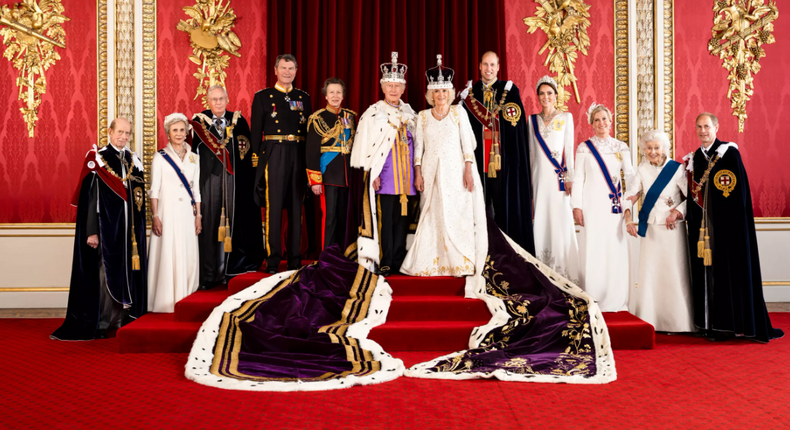 King Charles marks coronation with photograph of himself with heirs.