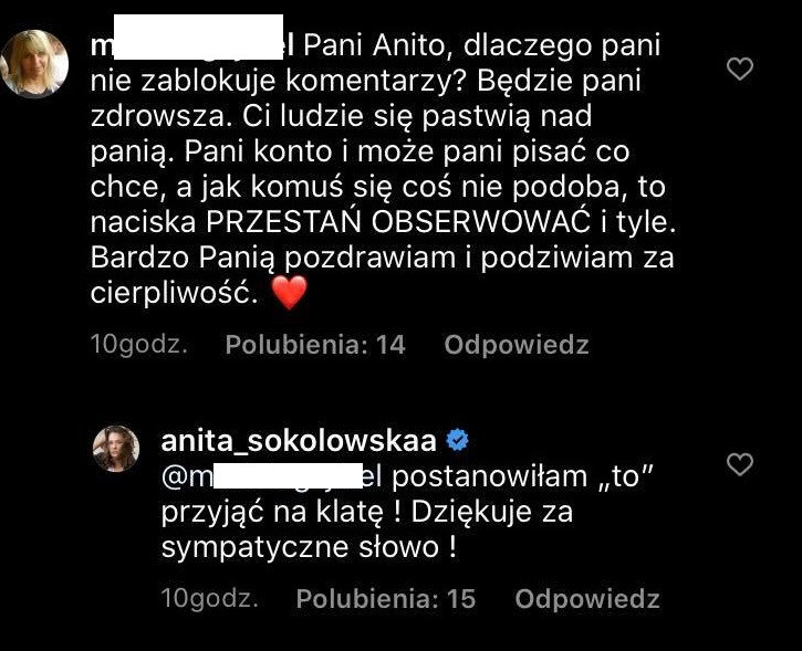 Anita Sokołowska odpowiada na krytykę internautów