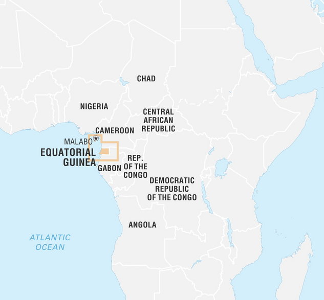 Gwinea Równikowa na tle mapy Afryki