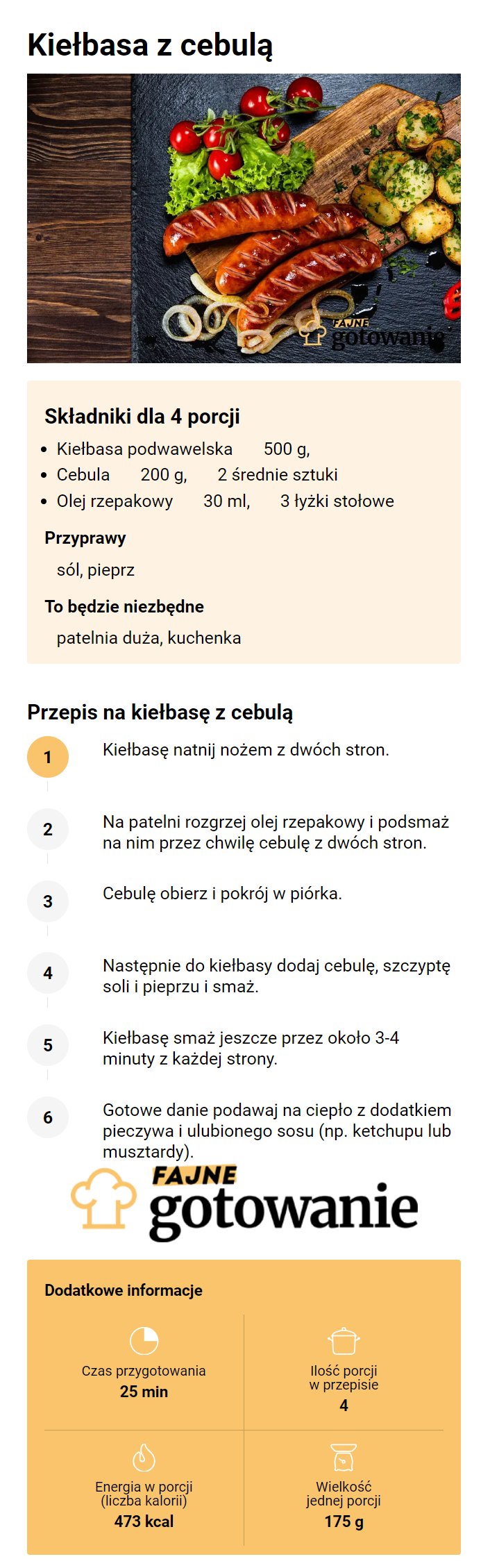 Kiełbasa z cebulą