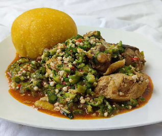 Okro soup and eba