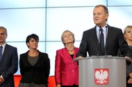 Premier Donald Tusk oraz kandydaci na nowych ministrów 