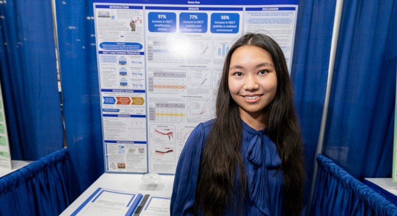 Grace Sun took home the Regeneron International Science and Engineering Fair's biggest prize for her work on OECT.Society for Science