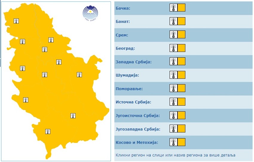 Meteoalarm za 19. jun