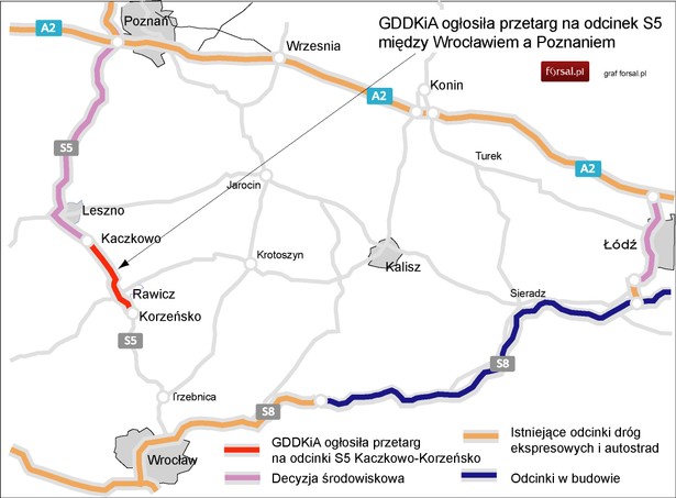 GDDKiA ogłosiła przetarg na odcinek S5 między Wrocławiem a Poznaniem