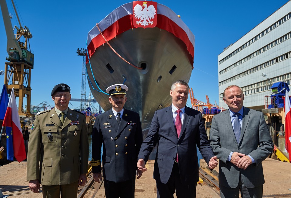 Chrzest okrętu patrolowego ORP "Ślązak" w Stoczni Marynarki Wojennej w Gdyni